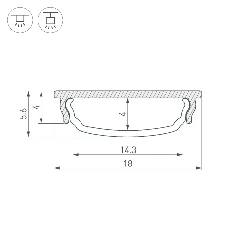 Профиль ARH-BENT-W18-3000 ANOD (Arlight, Алюминий)