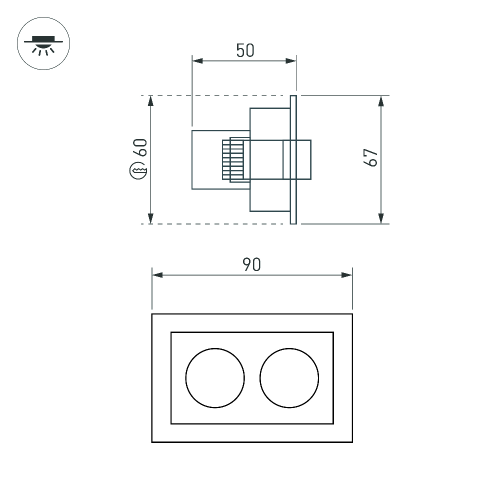 Светильник MS-ORIENT-BUILT-TURN-TC-S67x90-5W Warm3000 (BK-BK, 30 deg, 230V) (Arlight, IP20 Металл, 5 лет)