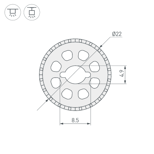 Силиконовый профиль WPH-FLEX-ROPE-D22-360deg-S8-5m WHITE (Arlight, Силикон)