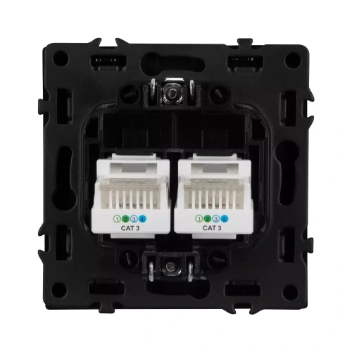 Механизм сдвоенной телефонной розетки SCT-NOBE-MTL2-SFPL-BK (RJ-11, 4C) (Arlight, Черный оникс)