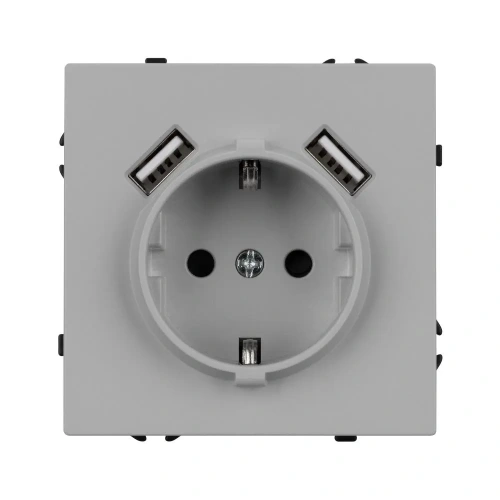 ARL NOBE Розетка зк со шторками с USB тип А+А софт-тач никель SCT-MUAA-SFPL-IS (250V, 16A) (Arlight, -)