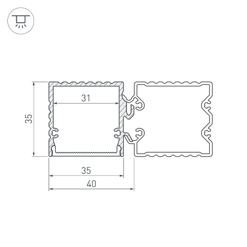 Профиль с экраном ALU-BASE-PW35S-2000 ANOD+FROST AG (Arlight, Металл)