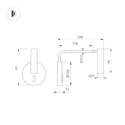 Светильник SP-VERDI-LONG-WALL-3W Warm3000 (BK, 20 deg, 230V) (Arlight, IP20 Металл, 3 года)