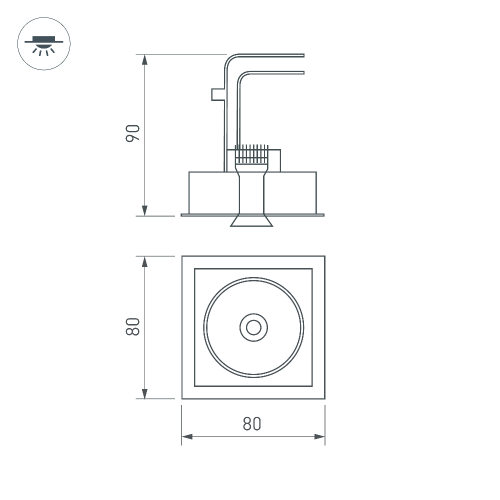 Светильник CL-SIMPLE-S80x80-9W Day4000 (BK, 45 deg) (Arlight, IP20 Металл, 3 года)