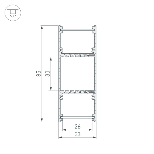 Профиль ARH-WALL-3385-DUAL-2000 ANOD (Arlight, Алюминий)