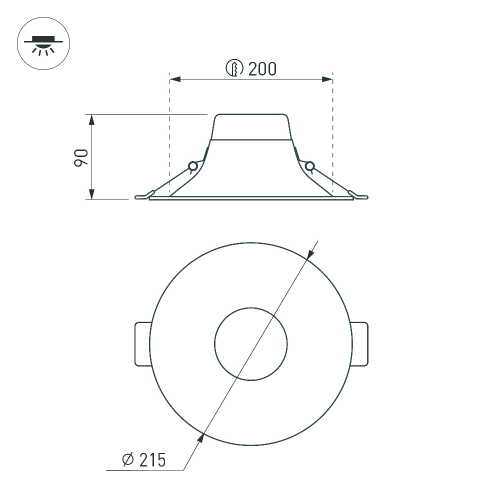 Светильник MS-BLIZZARD-BUILT-R215-20W Day4000 (BK, 100 deg, 230V) (Arlight, IP20 Металл, 3 года)