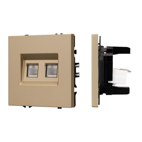 Механизм сдвоенной компьютерной розетки SCT-NOBE-MPC2-SFPL-GD (RJ-45, CAT6) (Arlight, Золотой песок)