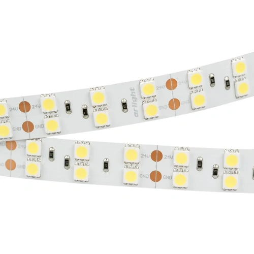 Лента RT 2-5000 24V White6000 2x2 (5060, 600 LED, LUX) (Arlight, 28.8 Вт/м, IP20)