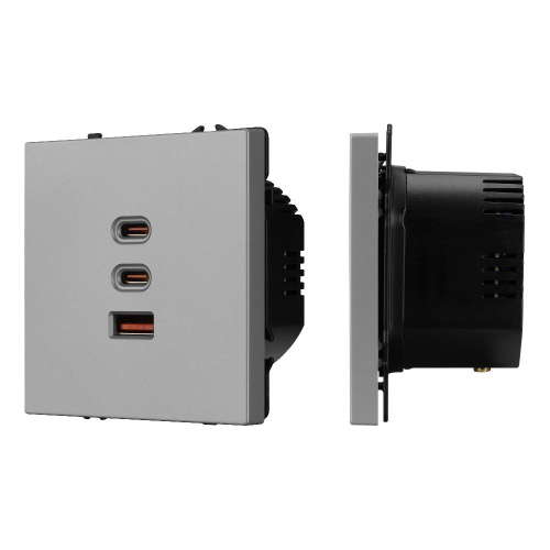Механизм розетки с быстрой USB зарядкой SCT-NOBE-MUACC-SFPL-FC-IS (65W, QC3) (Arlight, -)