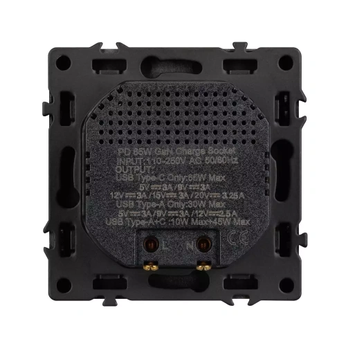 Механизм розетки с быстрой USB зарядкой SCT-NOBE-MUAC-SFPL-FC-GR (65W, QC3) (Arlight, Серый базальт)