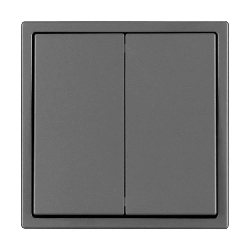 Механизм выключателя двухклавишный перекрёстный SWT-NOBE-MKX2-SFPL-GR (230V, 10A) (Arlight, Серый базальт)