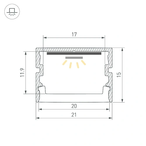 Профиль FANTOM-BENT-W21-TOP-2000 ANOD (Arlight, Алюминий)