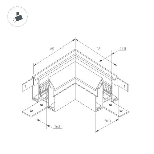 Коннектор угловой MAG-ORIENT-CON-2653-STR-G-L90 (BK) (Arlight, Металл)