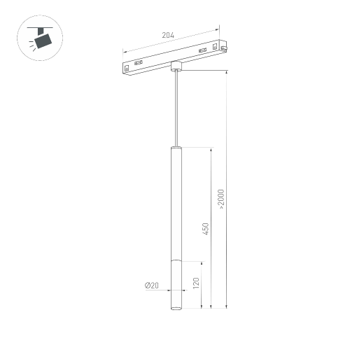 Светильник MAG-ORIENT-STICK-HANG-R20-3W Day4000 (BK, 180 deg, 48V) (Arlight, IP20 Металл, 5 лет)