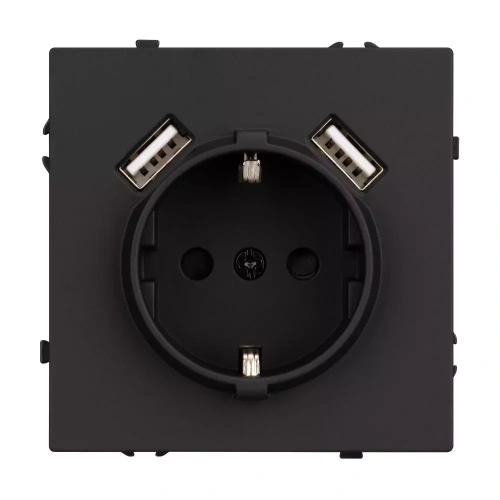 Механизм розетки с USB зарядкой SCT-NOBE-MUAA-SFPL-BK (230V, 16A) (Arlight, Черный оникс)