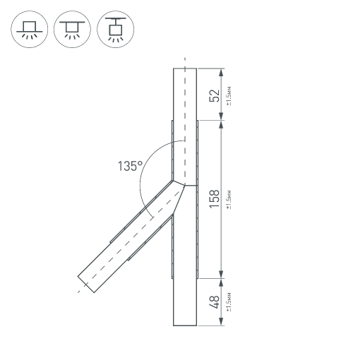 Тройник PLS-LOCK-H25-T135R правый (с экраном MAT-L) (Arlight, Металл)