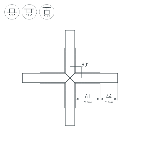 Крестовина PLS-LOCK-H25-Х90 (с экраном MAT-L) (Arlight, Металл)