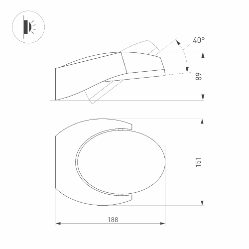 Светильник LGD-EYE-WALL-6W Warm3000 (GR, 117 deg, 230V) (Arlight, IP54 Металл, 3 года)