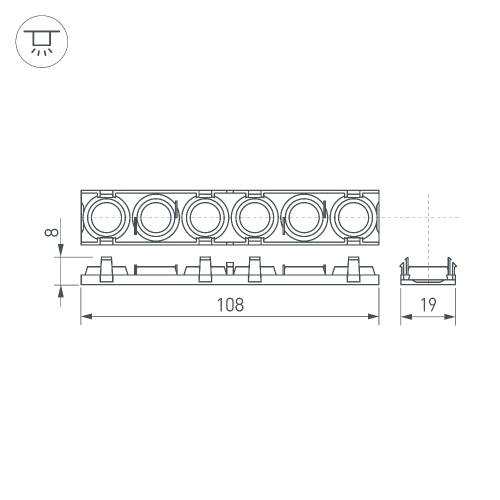 Экран линзованный SL-LINE-W20-30deg-540 (Arlight, Пластик)