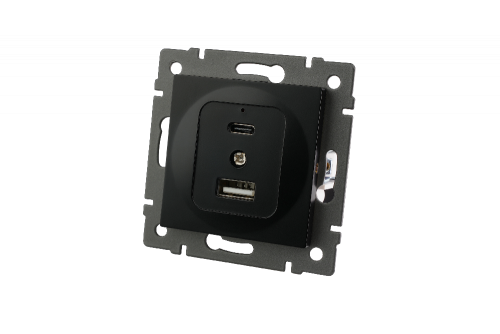 Механизм USB розетки SCT-MUAC-PL-BK-V (5V, 3A, QC4) (Arlight, -)