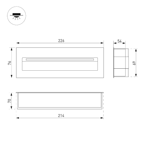 Светильник LTD-TRAIL-S226x76-8W Warm3000 (GR, 65 deg, 230V) (Arlight, IP65 Металл, 3 года)