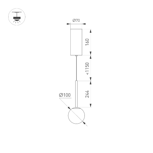 Светильник SP-BEADS-HANG-T-R100-8W Warm3000 (BK, 180 deg, 230V) (Arlight, IP20 Металл, 5 лет)