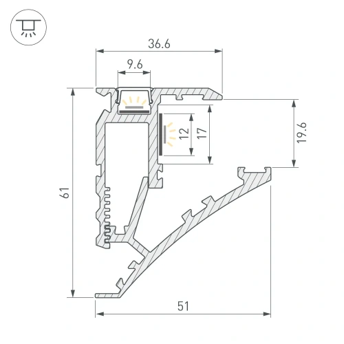 Профиль SHELF-600-2000 ANOD (Arlight, Алюминий)
