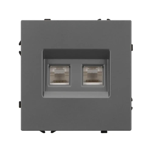 ARL NOBE Розетка компьютерная двойная софт-тач серый базальт SCT-MPC2-SFPL-GR (2хRJ-45, CAT6) (Arlight, -)