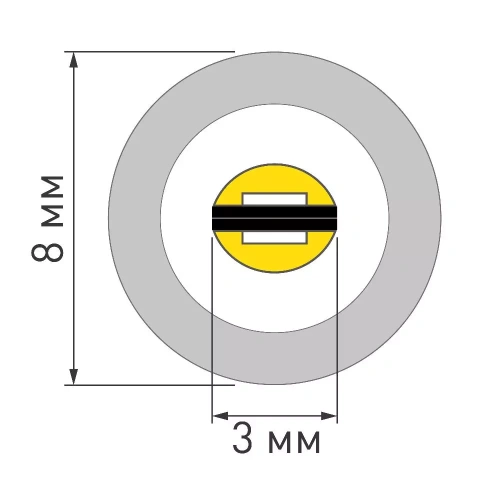 Лента герметичная LUNA-X960-D8mm 24V Warm2700 (8 W/m, IP65, 360deg, 5m) (Arlight, CRI>90)