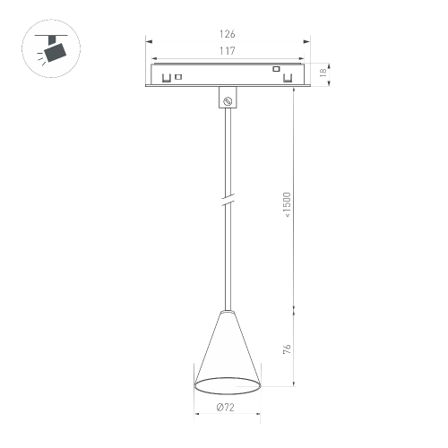 Светильник MAG-ORIENT-CONE-HANG-7W Warm3000 (BK, 40 deg, 48V) (Arlight, IP20 Металл, 3 года)