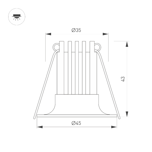 Светильник MS-FOGGY-BUILT-R45-5W Day4000 (BK, 36 deg, 230V) (Arlight, IP54 Металл, 5 лет)