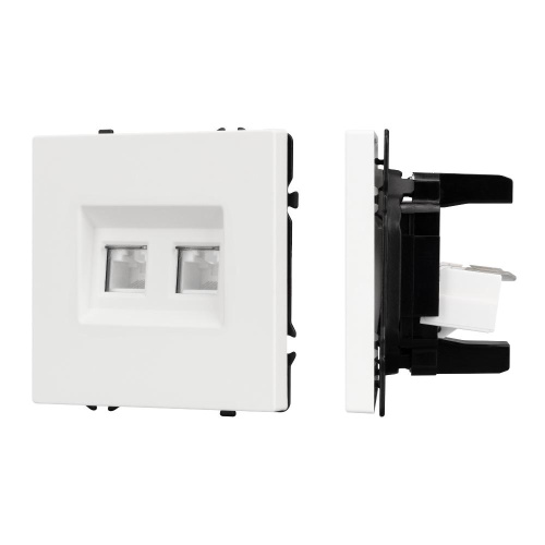 Механизм сдвоенной компьютерной розетки SCT-NOBE-MPC2-SFPL-WH (RJ-45, CAT6) (Arlight, Белый кварц)