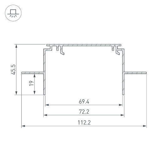 Профиль-держатель TEK-POWER-RW70F-GH16-2000 (Arlight, Алюминий)