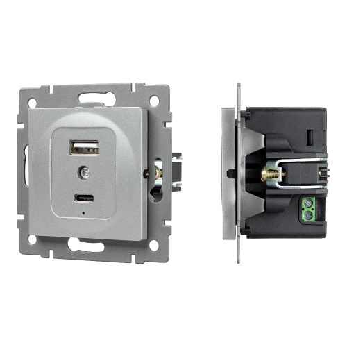 Механизм USB розетки SCT-MUAC-PL-GR-V (5V, 3A, QC4) (Arlight, -)