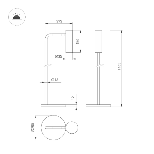 Светильник SP-VERDI-FLOOR-3W Warm3000 (BK, 20 deg, 230V) (Arlight, IP20 Металл, 3 года)