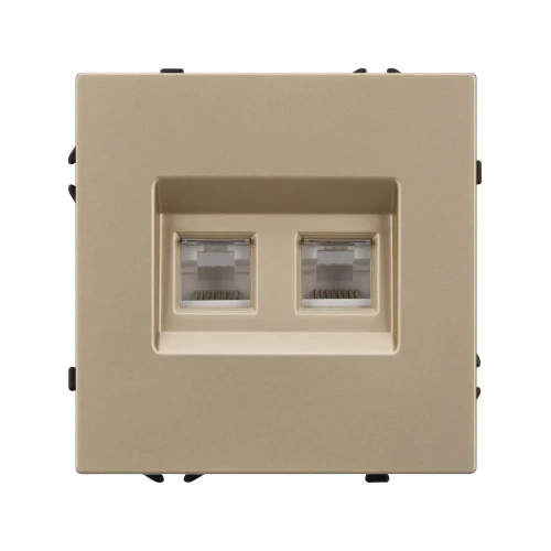 ARL NOBE Розетка компьютерная двойная софт-тач золотой песок SCT-MPC2-SFPL-GD (2хRJ-45, CAT6) (Arlight, -)