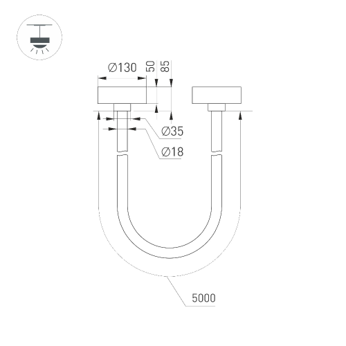 Светильник SP-TROPIC-SURFACE-R18-L5000-58W Warm3000 (BK, 360 deg, 230V) (Arlight, IP20 Пластик, 3 года)