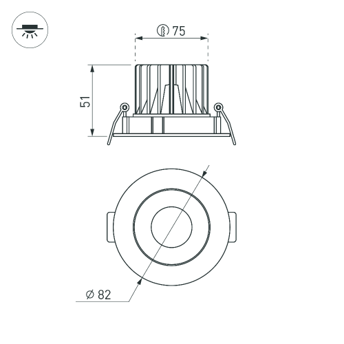 Светильник MS-FORECAST-BUILT-TURN-R82-8W Warm3000 (WH-BK, 32 deg, 230V) (Arlight, IP20 Металл, 5 лет)