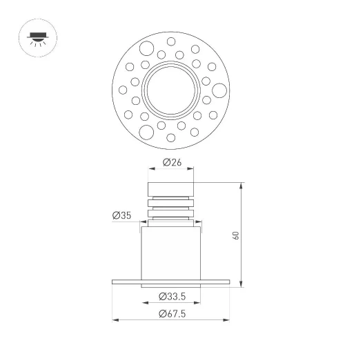 Светильник MS-INVISIO-TRIMLESS-R35-5W Day4000 (WH-WH, 36 deg, 230V) (Arlight, IP54 Металл, 5 лет)