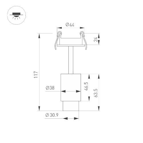 Светильник ART-NEMO-BUILT-ZOOM-R38-5W Warm3000 (BK, 10-55 deg, 24V) (Arlight, IP20 Металл, 5 лет)