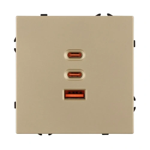ARL NOBE USB Розетка тип А+С+С софт-тач золотой песок SCT-MUACC-SFPL-FC-GD (65W, QC3) (Arlight, -)