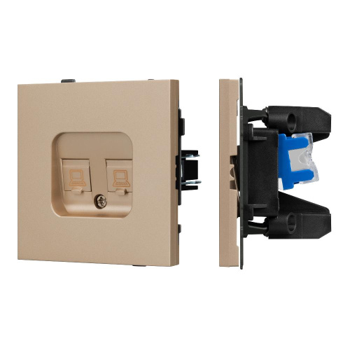 Механизм компьютерной розетки двойной SCT-TENDO-MPC2-PL-GD (RJ-45, CAT6) (Arlight, Песочный)