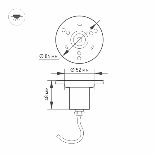 Светильник KT-AQUA-R85-7W Warm3000 (SL, 25 deg, 12V) (Arlight, IP68 Металл, 3 года)