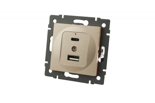 Механизм USB розетки SCT-MUAC-PL-GD-V (5V, 3A, QC4) (Arlight, -)