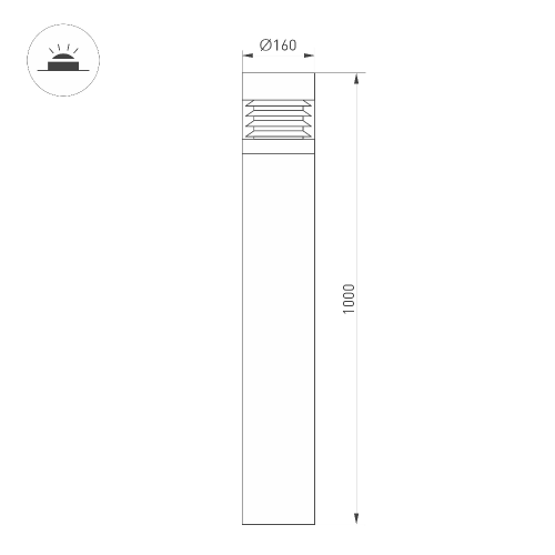 Светильник LGD-FRESNEL-BOLL-H1000-20W Warm3500-MIX (GR, 290 deg, 230V) (Arlight, IP65 Металл, 5 лет)