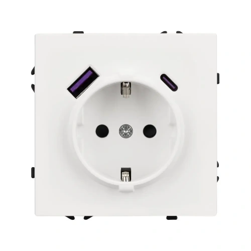 ARL NOBE Розетка зк со шторками с USB тип А+С софт-тач белый кварц SCT-MUAC-SFPL-WH (250V, 16A) (Arlight, -)