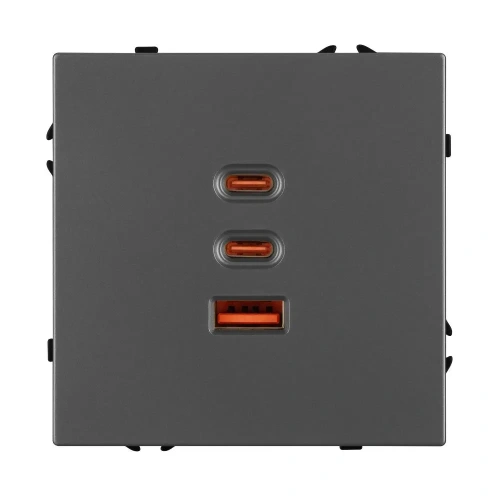 ARL NOBE USB Розетка тип А+С+С софт-тач серый базальт SCT-MUACC-SFPL-FC-GR (65W, QC3) (Arlight, -)