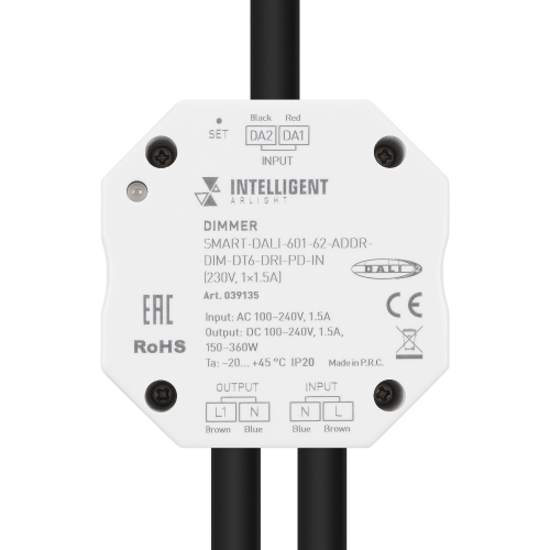 INTELLIGENT ARLIGHT Диммер SMART-DALI-601-62-ADDR-DIM-DT6-DRI-PD-IN (230V, 1x1.5A) (IARL, IP20 Пластик, 5 лет)