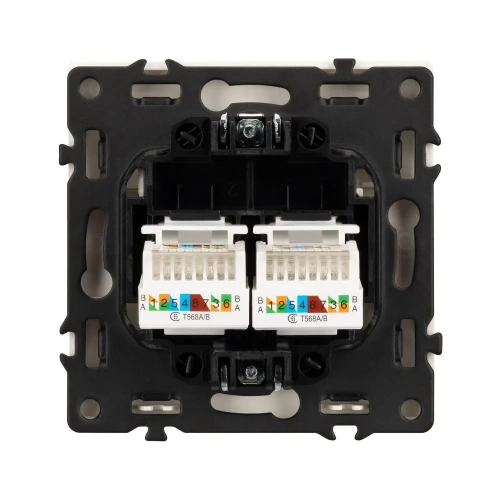 ARL NOBE Розетка компьютерная двойная софт-тач белый кварц SCT-MPC2-SFPL-WH (2хRJ-45, CAT6) (Arlight, -)