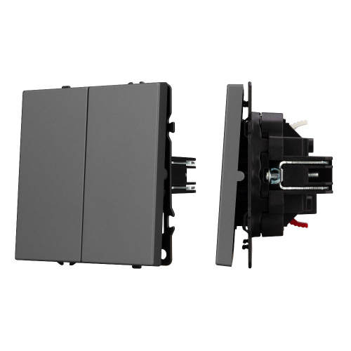 ARL NOBE Выключатель проходной 2 кл софт-тач серый базальт SWT-MKP2-SFPL-GR (250V, 10A) (Arlight, -)